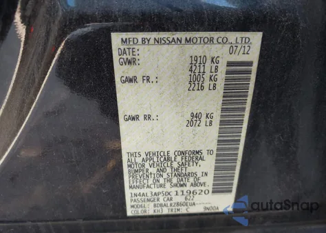 2013 Nissan Altima 2.5 S from USA, damaged, VIN 1N4AL3AP5DC119620